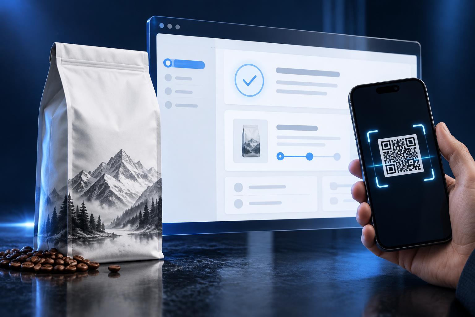 Label Comparaxis sur l'emballage avec page de vérification publique et code QR